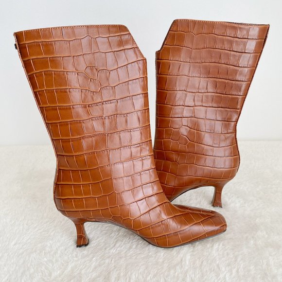 Sam Edelman NWOT women's Lolita Leather Pull-on Ankle Boot, Crocodile, Brown 7.5 - Picture 6 of 9
